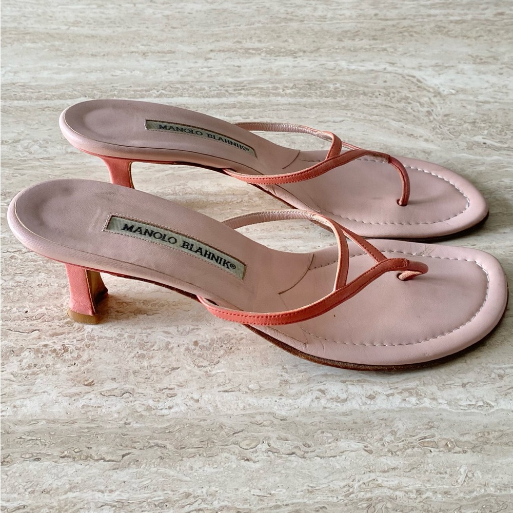 Vintage Manolo Blahnik Thong Sandal Heels - Picture 4 of 10